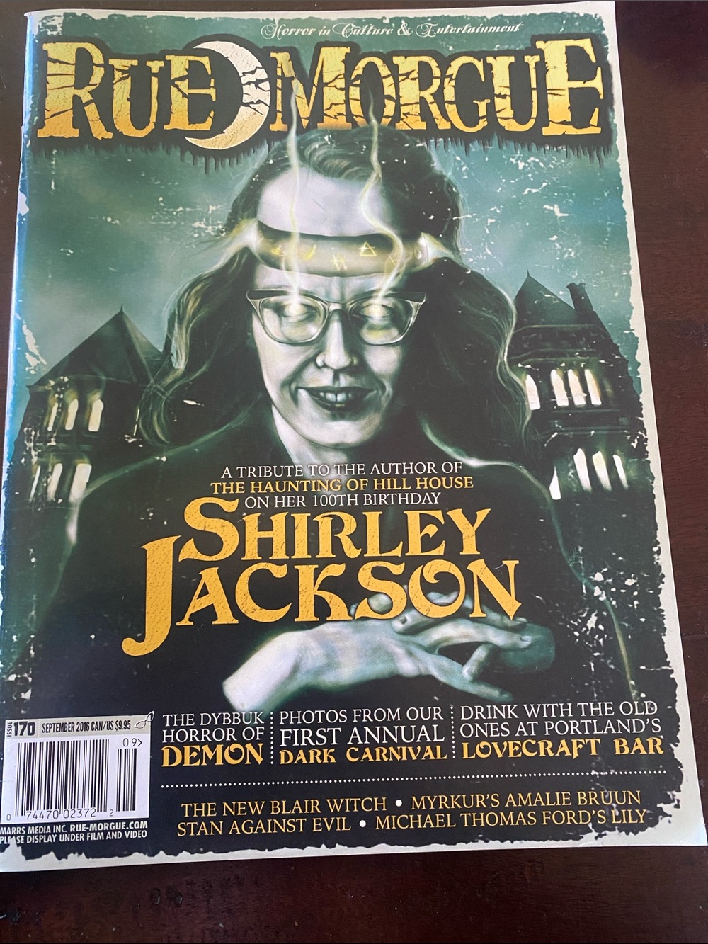 Shirley Jackson Tribute Art Poster - Green & Yellow